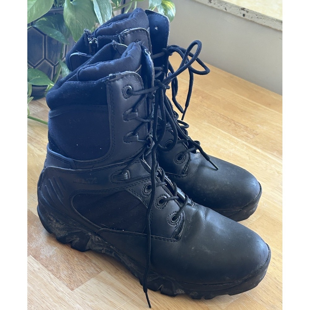 Delta Tactical Black Lace Up Boots Size 10 High Cut Side Zip Military USA